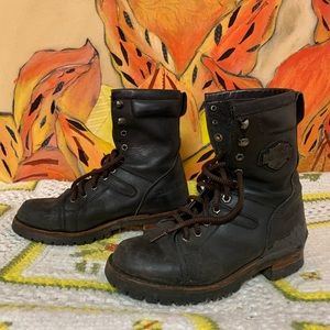 Vintage Harley Davidson combat logger moto boot